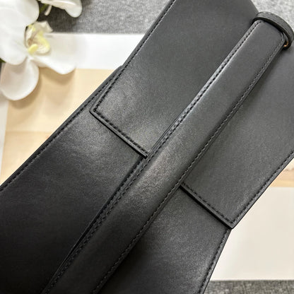 Minimalist Style Leather Belt with Hook & Loop Fastening, Wide Genuine Leather Women's Belt, Black Texture Wide...