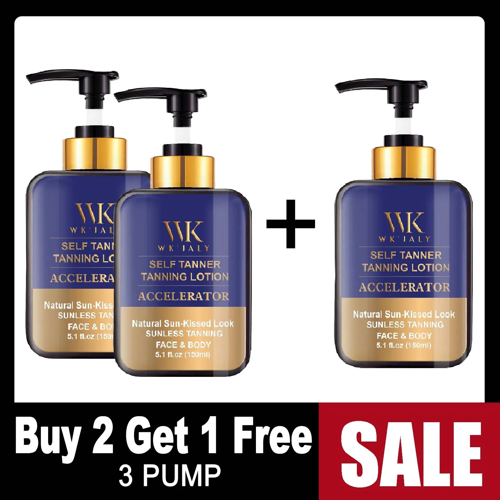 WK JALY Self Tanner Body Lotion, Fair To Medium Skin Tone, Sunless Tanning Moisturizer With Coconut Oil, Carrot Oil,...