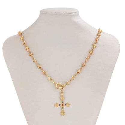 IngeSight.Z Exquisite Vintage Juses Cross Pendant Men Necklace Trend Classic Imitation Pearl Choker Women Punk Party Jewelry