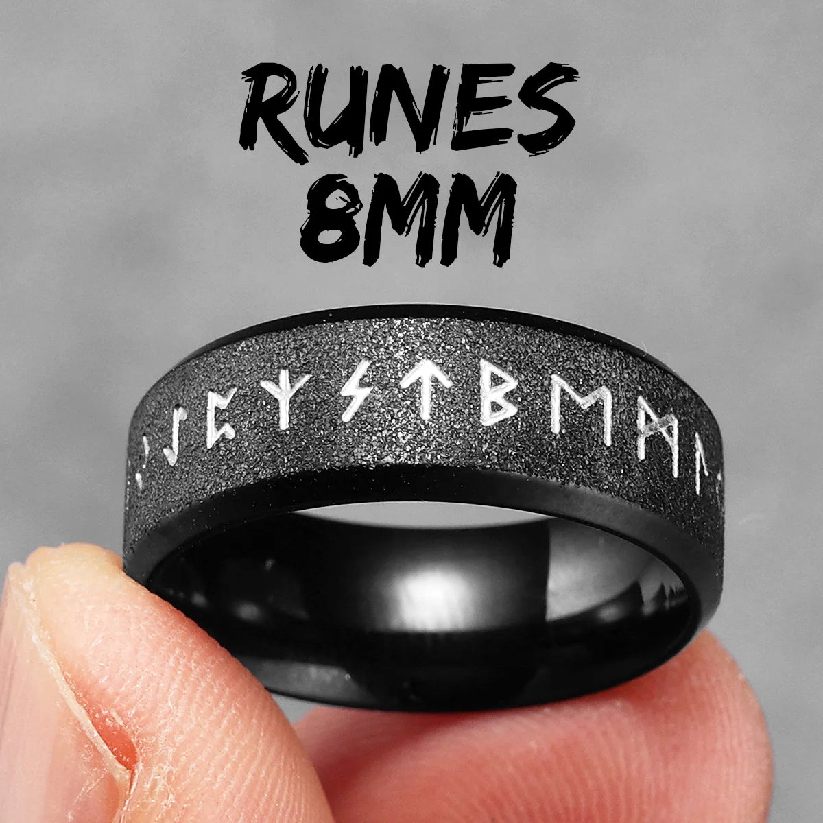 Viking Runes Simple Matte Shiny Stainless Steel Men Rings Punk New In For Male Women Fashion Jewelry Creativity Gift Wholesale