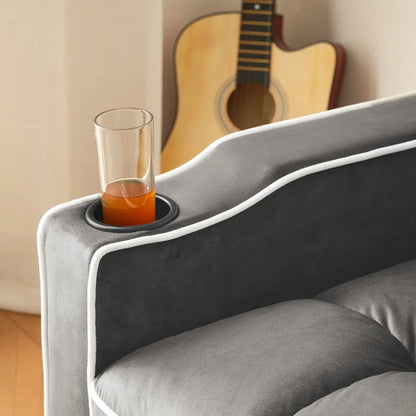 3-in-1 single-bed sofa - with beverage rack and phone holder, sofa recliner, recliner, armchair, 83*167*76 cm - Kimlud