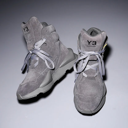 High-top Men's Sneakers Cow Suede Original Design Casual Boots Non-slip Wearable Women's Sneakers Round-toe Cool Sports Shoes - Kimlud