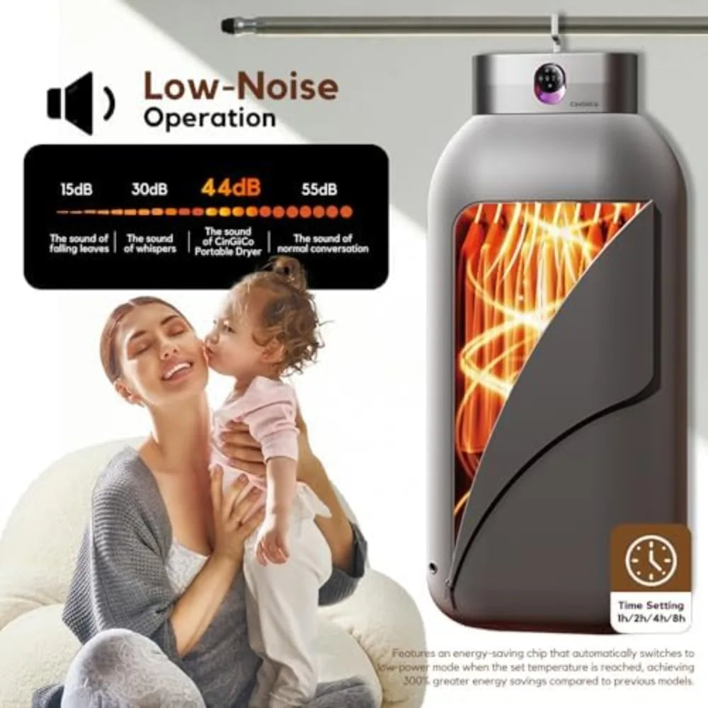 Portable Clothes Dryer, Clothes Dryer hold 9-12 Items, With Time Setting、Remote Control, Portable