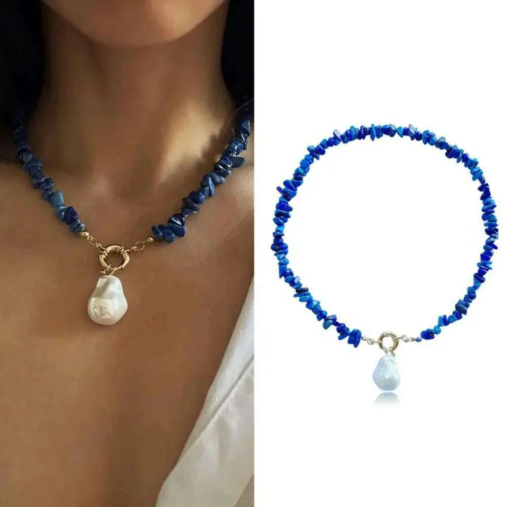 Elegant imitate Barlot Pearl Pendant Choker Necklace Natural Stone Chain For Girls Jewelry Trend Vacation Wedding Gifts X0294