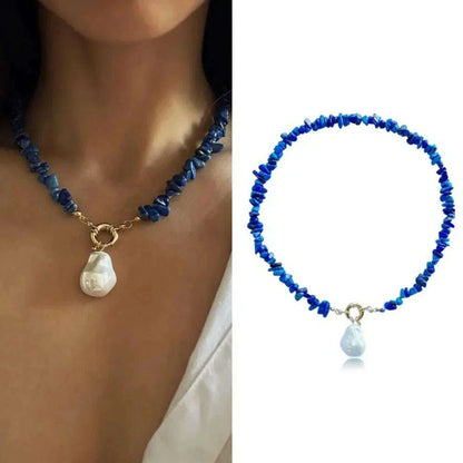 Elegant imitate Barlot Pearl Pendant Choker Necklace Natural Stone Chain For Girls Jewelry Trend Vacation Wedding Gifts X0294