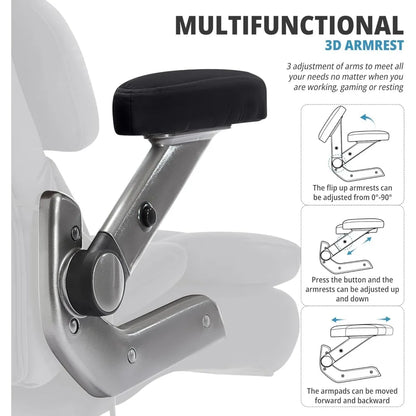 large capacity 700lbs ergonomic office chair with adjustable lumbar support, 3d flip arms, and heavy duty wheels