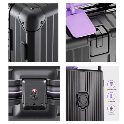 New Aluminum Frame Wide Handlebar Rolling Luggage Large Capacity Trolley Suitcase with Colorful Silent Spinner Wheels TSA Lock