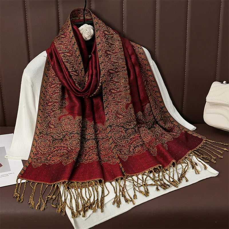 Luxury Brand Autumn Cashmere Pashmina Shawl Lady Wrap Warm Winter Scarves Design Print Female Foulard Cotton Stoles...