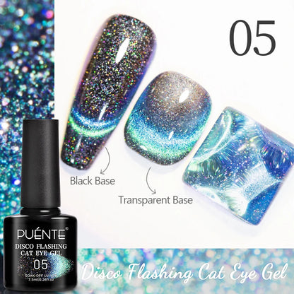 7.5ML Sparkling Reflective Glitter Gel Nail Polish Pink Purple Red Blue Colors Dark Flashing Nail Gel Soak Off UV Nail Varnish