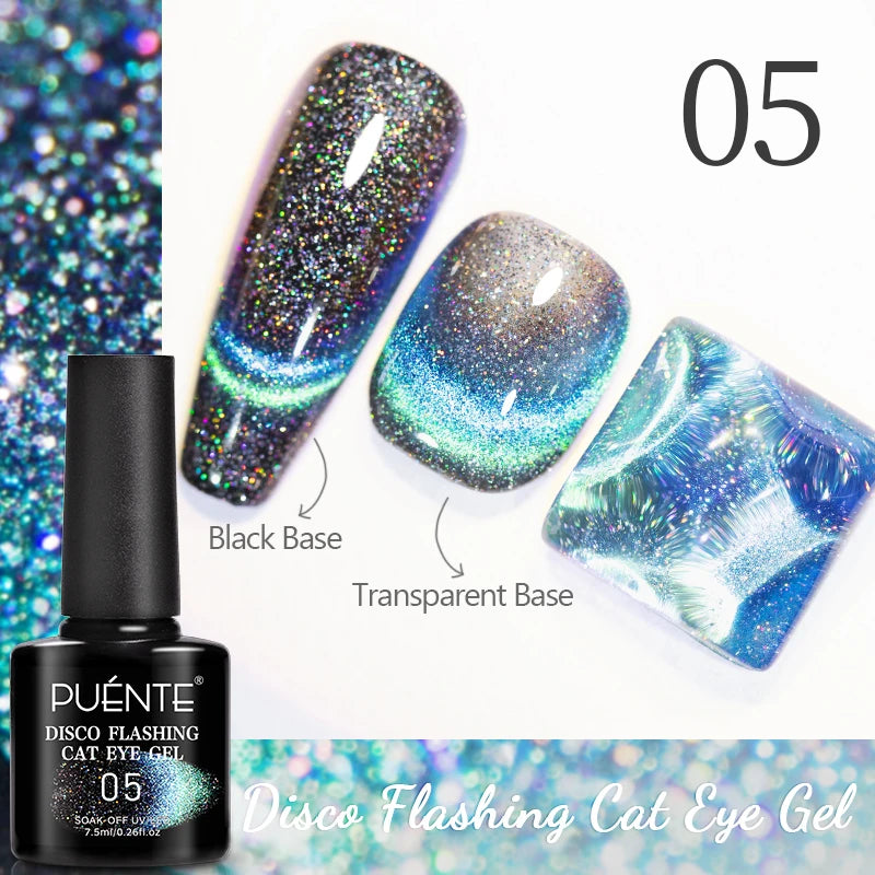7.5ML Sparkling Reflective Glitter Gel Nail Polish Pink Purple Red Blue Colors Dark Flashing Nail Gel Soak Off UV Nail Varnish