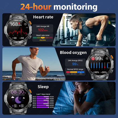 LIGE AMOLED Smart Watch Men with Flashlight Sports IP68 Waterproof Fitness Tracker Bluetooth Call Smartwatch Man for Android iOS
