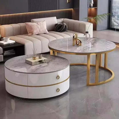 Glam Nordic Coffee Tables Round Simple Luxury Metal Coffee Tables Design Modern Muebles Para El Hogar Living Room Furniture - Kimlud