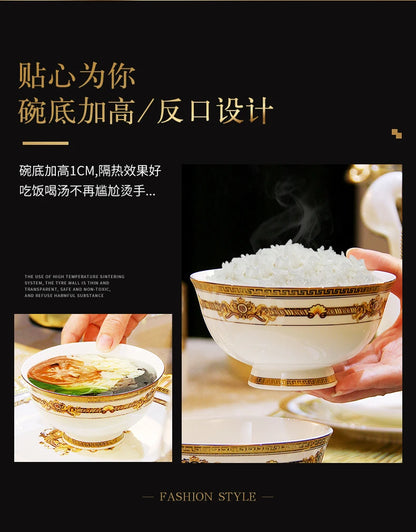 European Gold Luxury Tableware Designer Wedding Party Fine Bone China Dinnerware Sets Christmas Restaurant Vaisselle Dishes