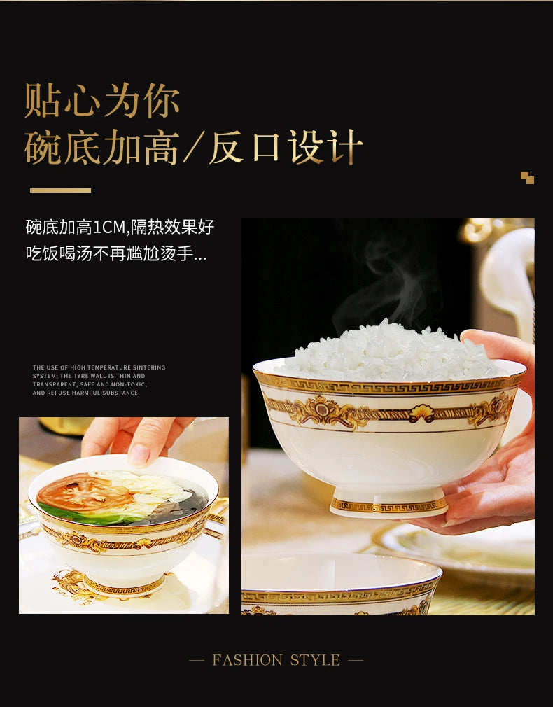 European Gold Luxury Tableware Designer Wedding Party Fine Bone China Dinnerware Sets Christmas Restaurant Vaisselle Dishes