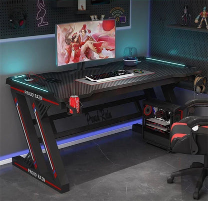 Light Luxury Gaming Table Carbon Fiber Computer Desks and Chair Set European Office Furniture Home Iron Bedroom Writing Table GL