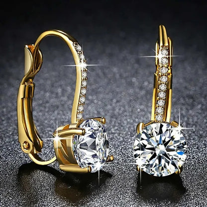 CAOSHI Versatile Luxury Women's Pierced Earrings Bright Cubic Zirconia Gold Color Daily Wear Exquisite Accessories Party Jewelry - Kimlud