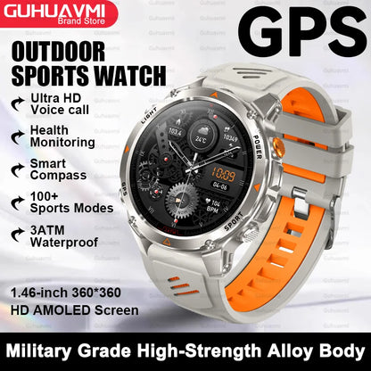2025 New Outdoor Sport Smart Watch Men HD AMOLED Screen  Six Star GPS Positioning Heart Rate Bluetooth Call IP69/5ATM SmartWatch