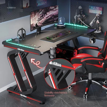 Minimalist Carbon Fiber Computer Desks for Bedroom Single Desktop Gaming Desk Nordic Office Furniture Home Study Reading Desk H - Kimlud