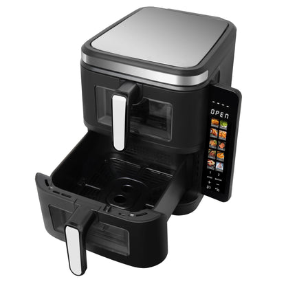 11L New Air Fryer 5.5L+5.5L Stack Air Fryer With Folding Touch Screen Big Colorful Menu