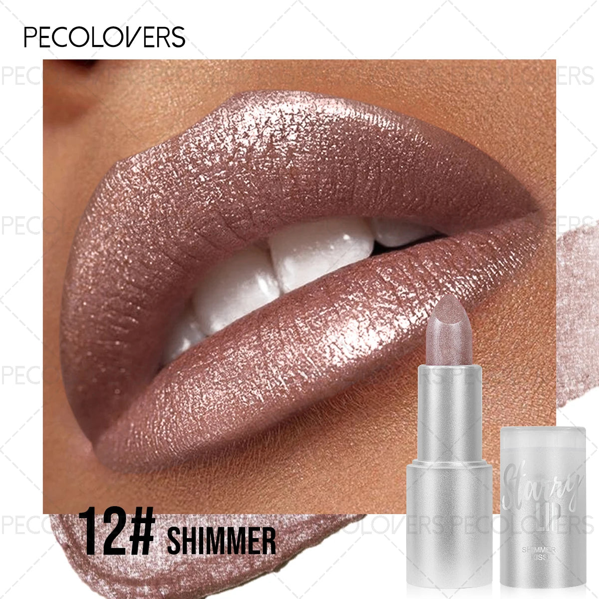 1pc Sparkling Pearlescent Lipstick, Long-Lasting, Shimmering Glitter Finish, Ideal for Music Festivals & All Skin Types...