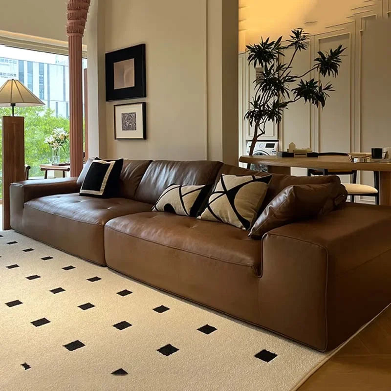 Leather Living Room Sofa Luxury Sectional Modern Design Sofa Apartment Interior Salon Canape De Luxe Moderne Room Decor - Kimlud