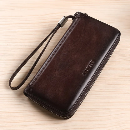 Men's Leather Wallet Long New Soft Cowhide Handbag Travel Light Luxury Simple Large Capacity Anti-Theft Brush Gradient...