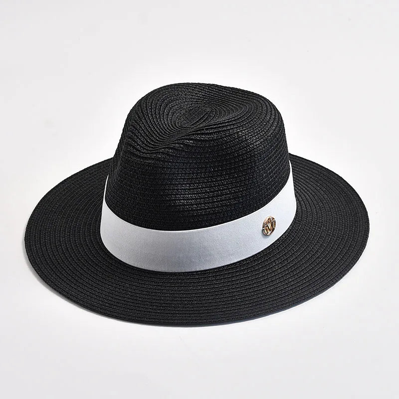 Summer Straw Hats for Women Men Panama Travel Beach Sun Hat Ribbon Decoration Elegant Luxury Jazz Hat