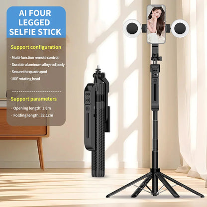 Wireless Selfie Stick Tripod Stand 360 rotation face tracking Handheld stabilizer For Smartphones Balance Steady Shooting Live