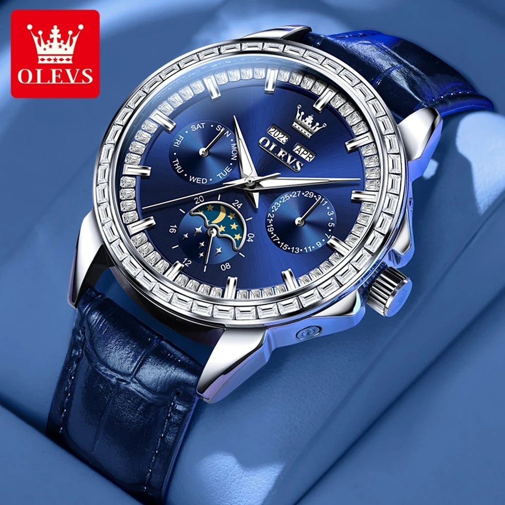 OLEVS 6695 Luxury Man Watch Original Brand Diamond Bezel Moon Phase Waterproof Glow Automatic Mechanical Wrist Watches...