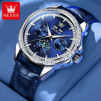 OLEVS 6695 Luxury Man Watch Original Brand Diamond Bezel Moon Phase Waterproof Glow Automatic Mechanical Wrist Watches...
