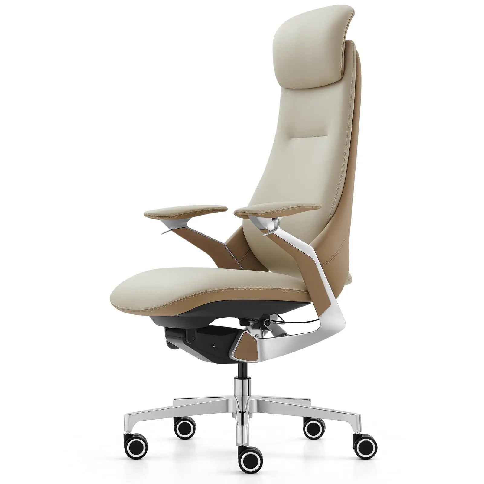 Genuine Leather Executive Office Chair，Top-Grain Cowhide, Ergonomic Design | Adjustable seat and rest heights | Kimlud...