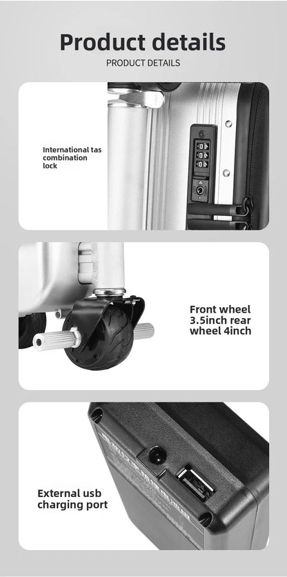 Electric Suitcase Scooter Can Ride 20 Inches Front Open Cover Boarding Password Suitcase Multi-function Pull | Kimlud...