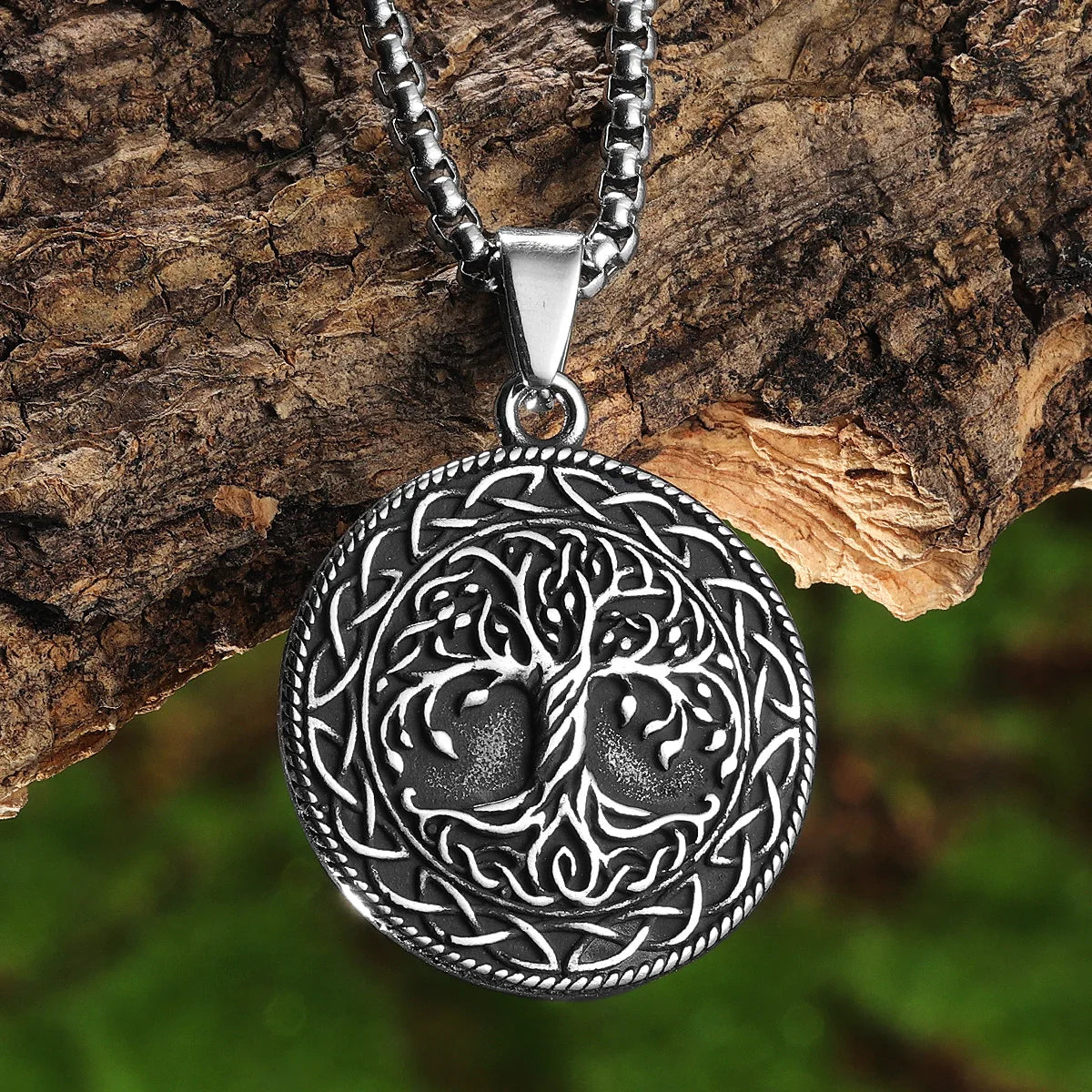Double Side Tree of Life Men Necklaces With Pendant Stainless Steel Jewelry For Male Women Punk Accessories Gifts Wholesale