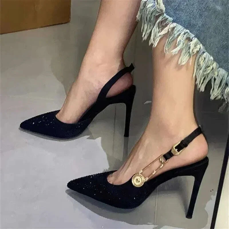 Designer Luxury Pointed High Heels Rhinestone Party Dress Sandals Women 2024 Fashion Elegant Sexy Office Gladiator Women Pumps