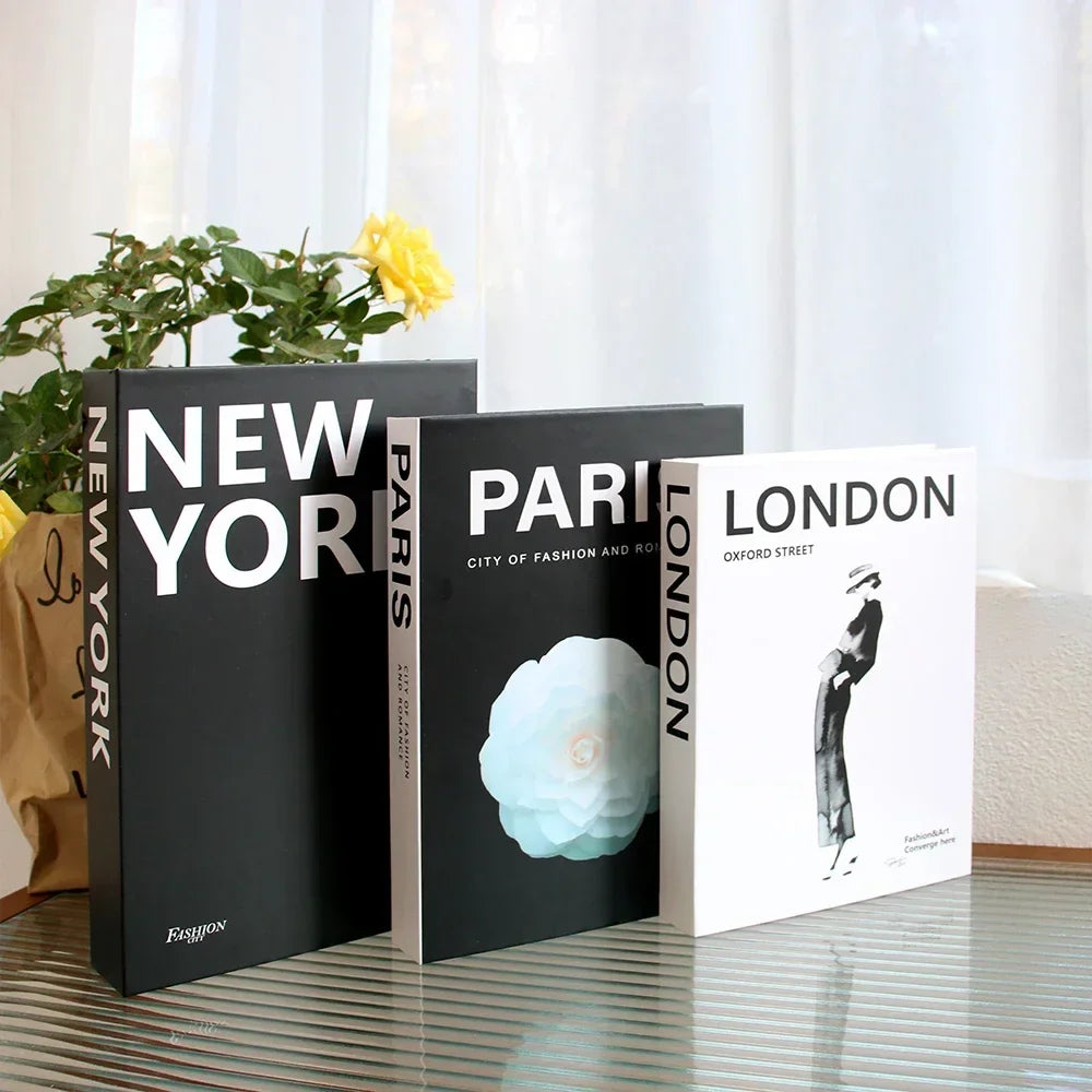 3Pcs Foldable Fashion Fake Books Living Room Decoration Designer Books Coffee Table Ornaments Club Hotel Room Villa Prop Books