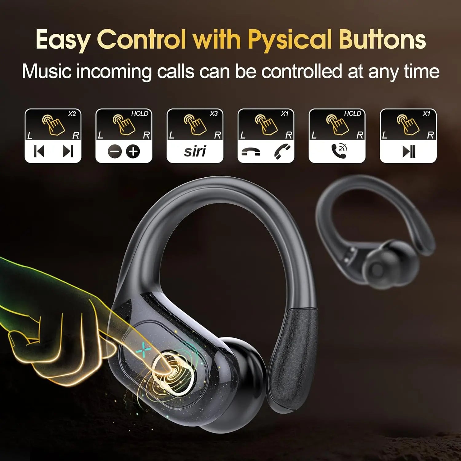 TWS Sports Earbuds Bluetooth 5.4 HIFI Bass Wireless Headphones LED Touch Hands-free Earphone Noise Cancelling Waterproof...