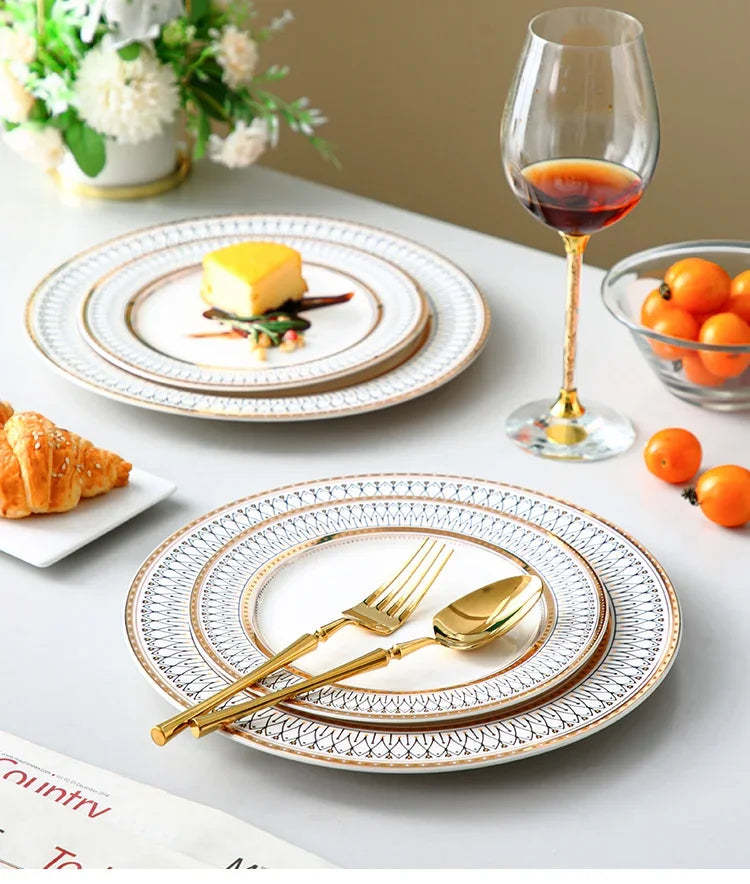 European style ceramic desserts, salad plates, restaurants, light luxury dishes, kitchen utensils - Kimlud