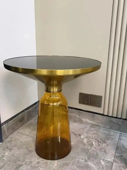 Nordic Creative Glass Round Coffee Table Combination Living Room Reception Side Table Transparent Light Luxury Coffee Tables - Kimlud