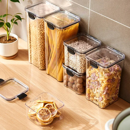 Sealed Jars Kitchen Grain Storage Organizer Large Tank Plastic Moisture-proof Storage Box Household Seasoning Jars Set - Kimlud