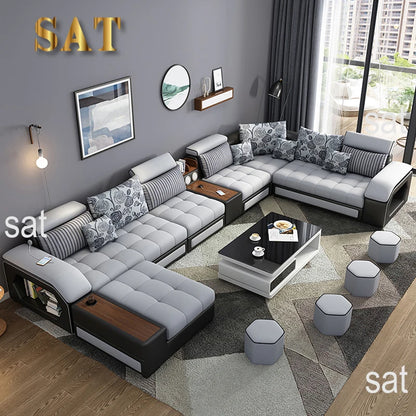 #@ Modern Luxury Living Room Modular Combination Sofa Furniture Set Multifunctional U Shaped 7 Seater Sectional Corner Sofa