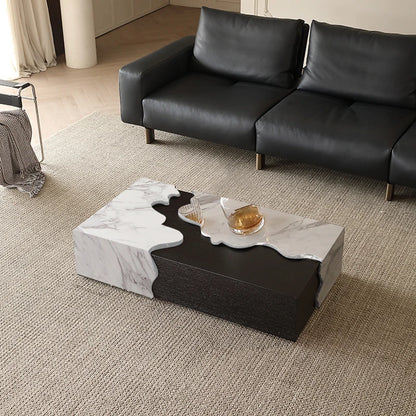 Italian Designer Marble Coffee Table - Minimalist Luxury Rectangle Art Furniture for Compact Living - Kimlud