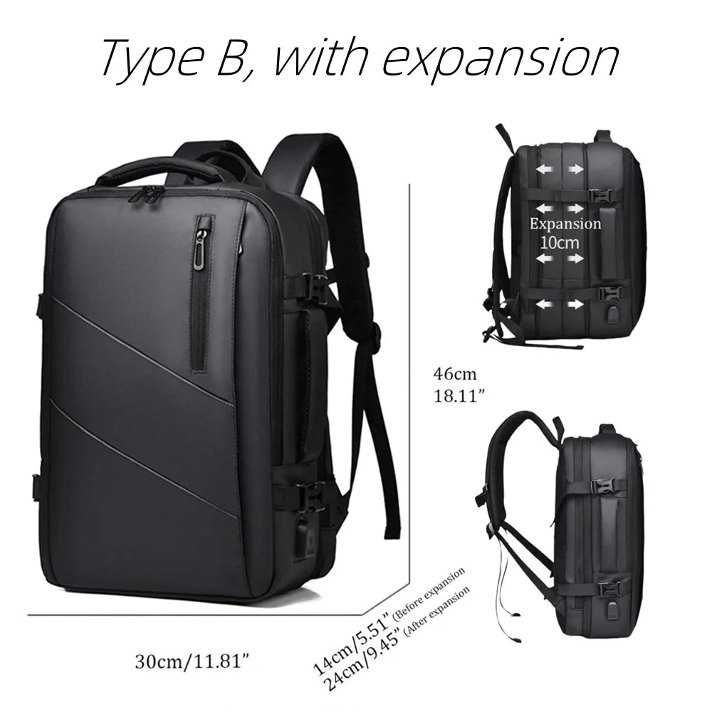 Mens Business Laptop Backpack Large Capacity Expandable Backpack Waterproof USB Travel backpacks men camping Mochaila