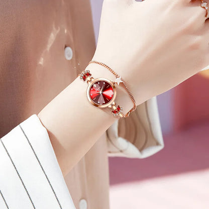 Luxury Woman Wristwatch Steel Green Rhinestone Waterproof Quartz Hand Clock Gift for Her Pointer Ladies Bracelet Watch Diamond