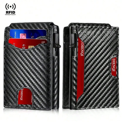 Rfid Credit Card Holder Carbon Fiber Wallets Men Anti Theft Slim Thin Luxury Bank Money Cardholder Case Minimalist Wallet Purse