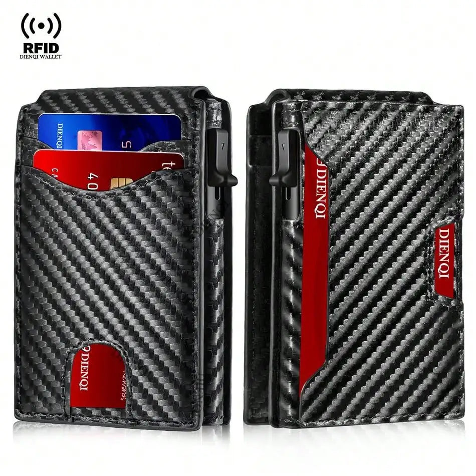 Rfid Credit Card Holder Carbon Fiber Wallets Men Anti Theft Slim Thin Luxury Bank Money Cardholder Case Minimalist Wallet Purse