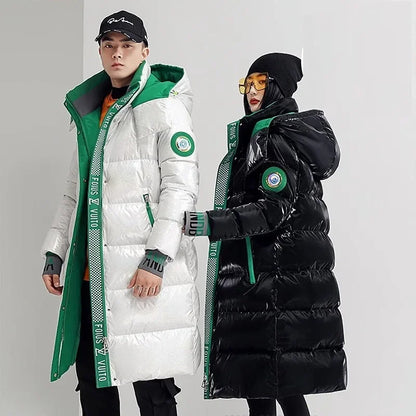 New Winter Jacket Men's Long Luxury Business Thickened Down Cotton Warm Parkas Men's Street Snow Cold-proof Hooded...