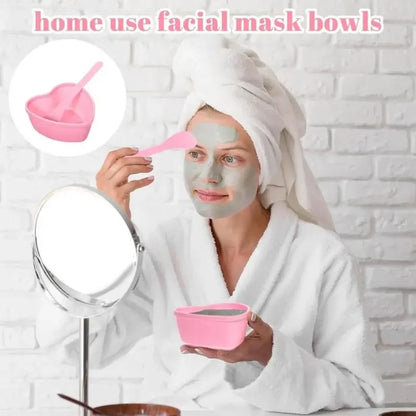 6/12 Pcs Heart Shaped Facial Mask Mixing Bowl With Scraper Plastic DIY Skin Care Tool, Suitable For Family And Salon