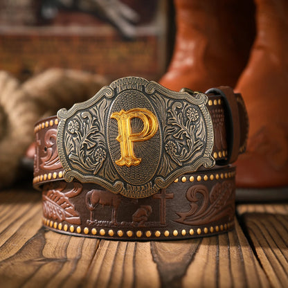 A casual and retro belt, a waist accessory for Western-style clothing, metal buckle, PU belt, suitable for both men and...