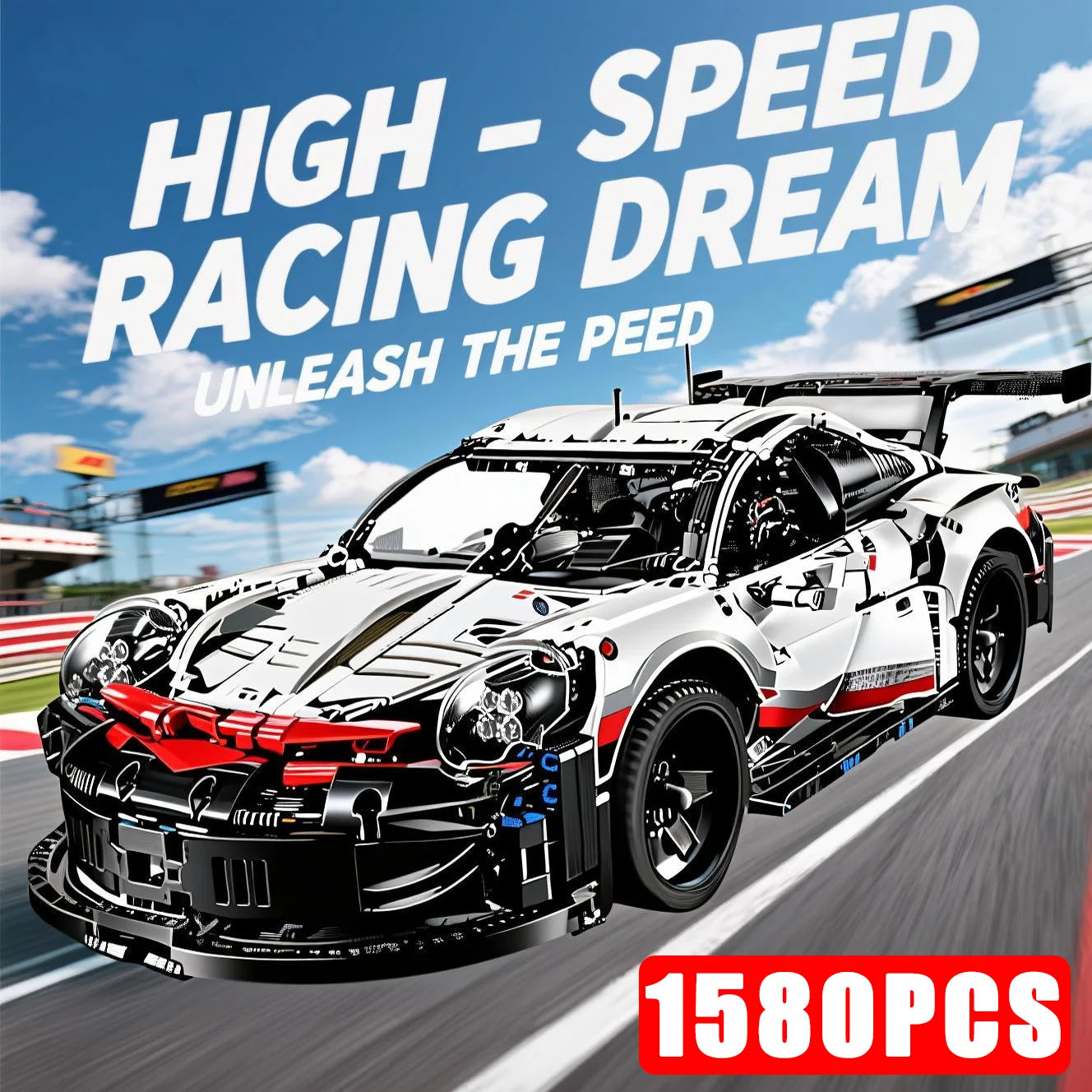 Technical 1580PCS 42096 Speed Champions RSR Racing Car Building Sets Realistic Feature Display Model Car Collectible Gifts Decor