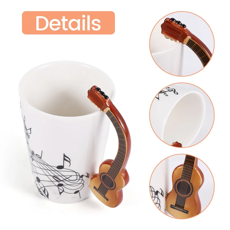 B62B-Creative Novelty Guitar Handle Cup Free Spectrum Coffee Milk Tea Cup Personality Mug Unique Musical Instrument Gift...